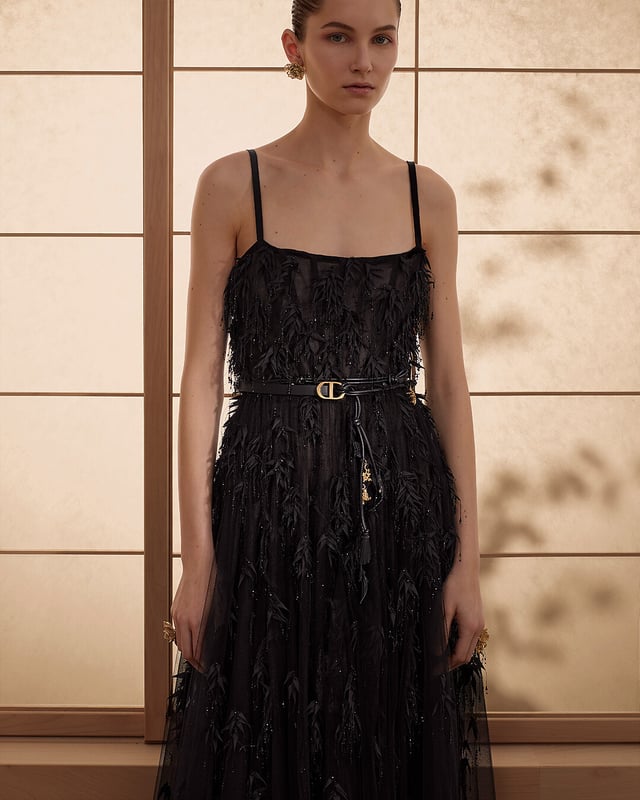 Christian Dior Couture Lily of the Valley T-Shirt, Relaxed Fit Black Cotton Jersey