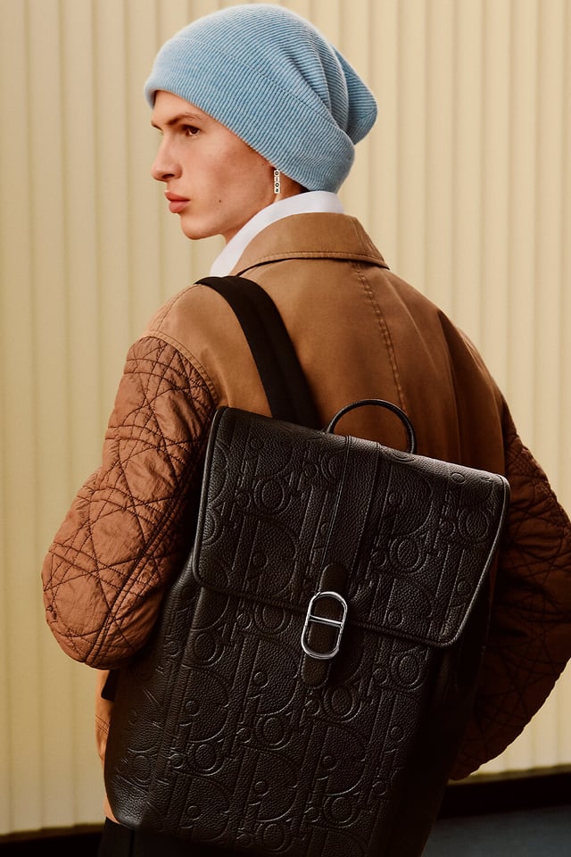 Dior Cube Necklace Silver-Finish Brass, Gray Crystals and Black Lacquer