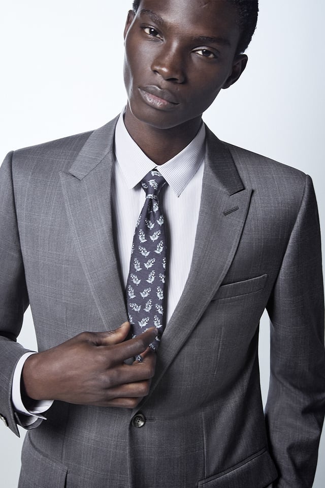 Zipped Jacket Gray Virgin Wool Basketweave